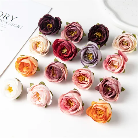 European Retro Artificial Silk Rose Flower Heads For DIY Handcraft Hair Accessories Wedding Party Home Decoration Flower Head