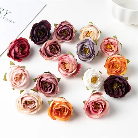 European Retro Artificial Silk Rose Flower Heads For DIY Handcraft Hair Accessories Wedding Party Home Decoration Flower Head