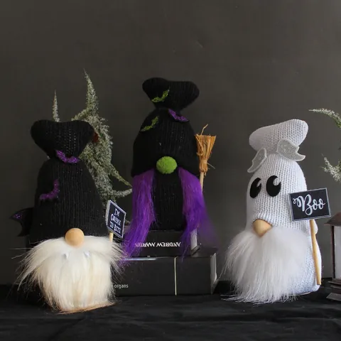 Muñeca Gnomo Rudolph Luminosa de Halloween LED Poliéster Peluche Vampiro Fantasma Bruja Ornamento Fiesta Hogar Decoración