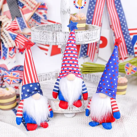 Patriotic Independence Day Gnome Plush Doll Stars Stripes Faceless Doll For Fourth Of July Home Party Ornaments Memorial Day Gift
