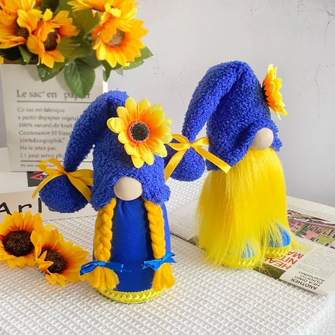 Sunflower Gnome Plush Nordic Faceless Doll Ornament For Home Office Decor Handmade Stuffed Elf Doll Sunflower Figurine