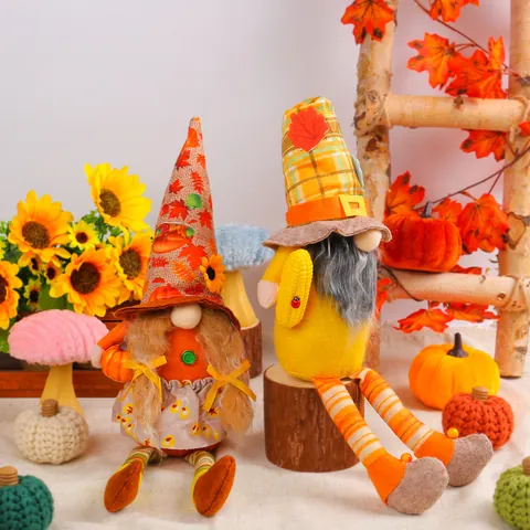 Thanksgiving Harvest Sunflower Long Leg Gnome Faceless Doll Rudolph Ornament Fall Autumn Home Decor Gnome Plush Figurine