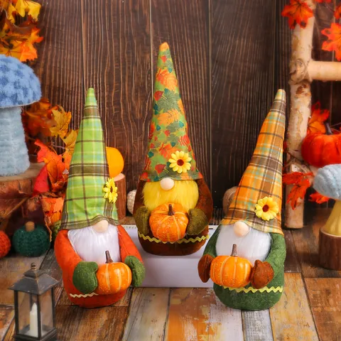 Harvest Festival Faceless Gnome Plush Doll Polyester Autumn Decor Long Beard Pumpkin Sunflower Swedish Tomte Dwarf Table Ornament