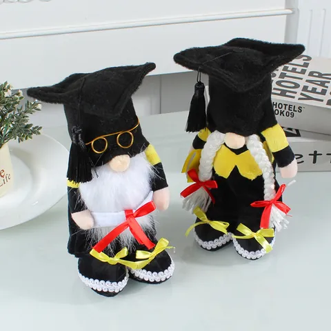 Graduation Season Faceless Gnome Doll Plush Doctor Cap Rudolph Ornament For Graduation Party School Home Decoration Gift