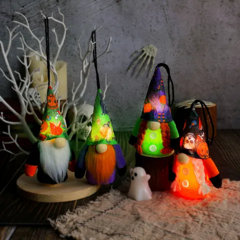 Halloween Leuchtende Zwerg Plüsch Hängende Dekoration LED Gesichtsloser Alter Mann Kürbis Totenkopf Muster Festliche Party Deko