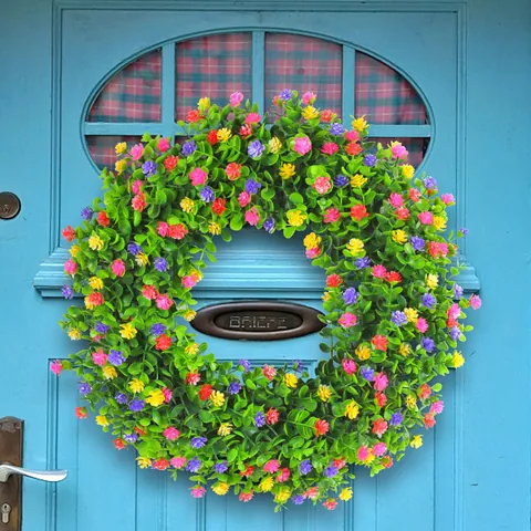 Multicolor Artificial Gypsophila Wreath For Front Door Wall Decoration Plastic Flower Wreath Ornament For Wedding Home