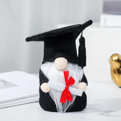Gnomo de Graduación Muñeco de Peluche Sin Rostro Birrete Sueco Tomte Ornamento Regalo de Temporada de Graduación Decoración
