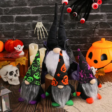Halloween Faceless Gnome Plush Doll Ornament Spooky Party Decoration Window Display Spooky Dwarf Figurine For Home Office Tabletop