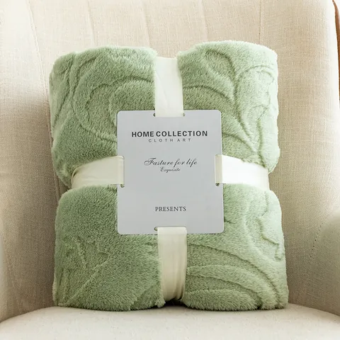 Flannel Jacquard Fleece Throw Blanket Soft Warm Decorative Leaf Pattern Blanket For Sofa Couch Office Nap Four Seasons