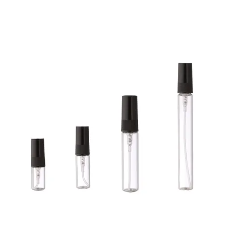 Refillable Glass Perfume Atomizer Bottle Empty Spray Vials Clear Amber Travel Sample Containers With Fine Mist Sprayer Pump Cap