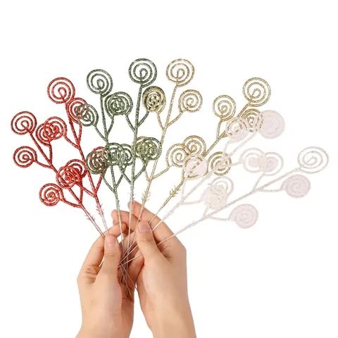 Rami Decorativi per Albero di Natale con Glitter Spirale a Forma di Caramella Picks in Plastica per Decorazioni Natalizie Casa
