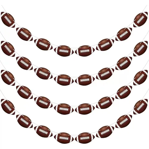 Bannière de Fête Thème Football Américain Guirlande de Papier Sport Anniversaire Décoration Suspendue pour Célébration Super Bowl