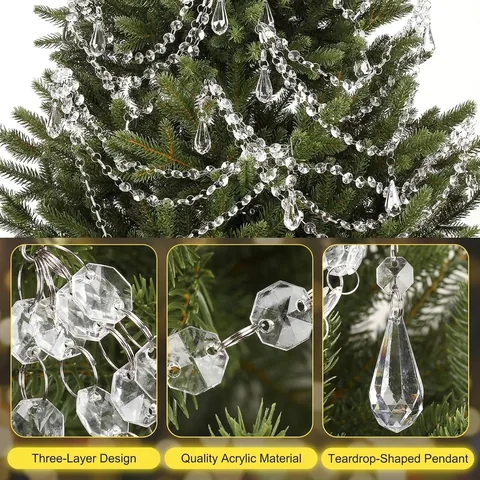 Kristallen Meerlagige Kerstboom Kralenketting Slinger Decoratie Hanger Ijskegel Sneeuwvlok Hangend Ornament Feestelijke Decoratie