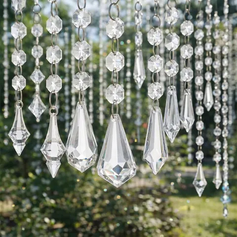 Juego de 50 Colgantes de Cuentas Octogonales de Acrílico Transparente para Navidad Boda DIY Decoración de Cortina
