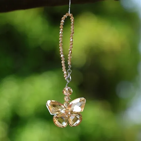 Colorful Crystal Butterfly Suncatcher For Car Rearview Mirror Hanging Ornament Rhinestone Butterfly Pendant Home Window Decor Gift
