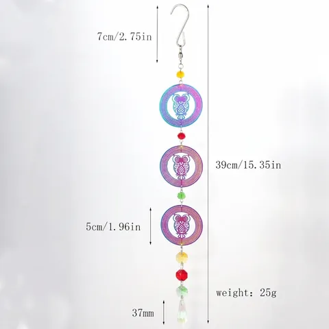 3D Rotierendes Windspiel Edelstahl Mandala Kolibri Herz Eule Schmetterling Katze Regenbogen Silber Garten Outdoor Dekoration