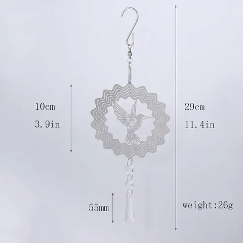 3D Stainless Steel Mandala Wind Spinner Sun Catcher With Crystal Pendant Hanging Decor For Garden Patio Outdoor Ornament
