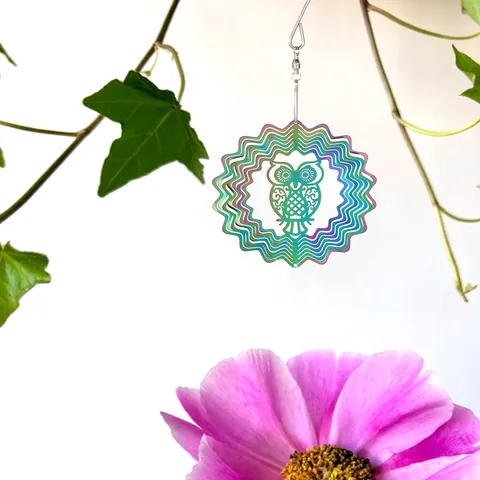 3D Colorful Stainless Steel Rotating Wind Chime Sun Catcher Crystal Pendant Butterfly Hummingbird Heart Garden Window Decor