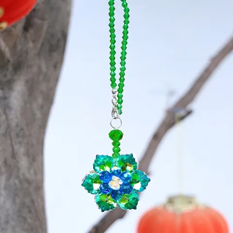 Crystal Flower Suncatcher Pendant For Car Home Decor Artificial Crystal Glass Bead Hanging Ornament Rainbow Maker Window Decor