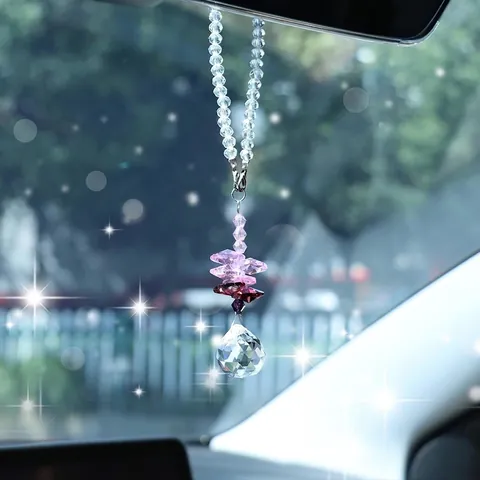 Κρυστάλλινο Διακοσμητικό Hanging Sun Catcher Με Πολύχρωμες Οκταγωνικές Χάντρες Και Πρισματική Σφαίρα Για Αυτοκίνητο Παράθυρο Κήπο