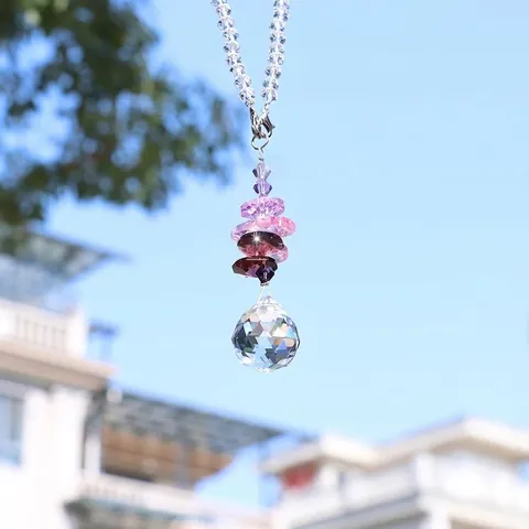 Κρυστάλλινο Διακοσμητικό Hanging Sun Catcher Με Πολύχρωμες Οκταγωνικές Χάντρες Και Πρισματική Σφαίρα Για Αυτοκίνητο Παράθυρο Κήπο