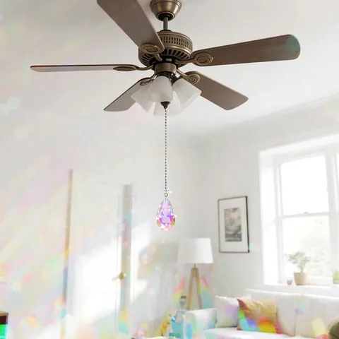Colore AB Cristallo Artificiale Suncatcher Griglia Ciondolo a Goccia per Ventilatore da Soffitto Catena di Trazione Decorazione Finestra