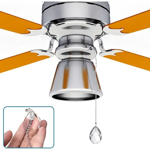 Crystal Ceiling Fan Pull Chain Pendants White Crystal Teardrop And Maple Leaf Pattern Suncatcher Decoration For Home Lamp Decor