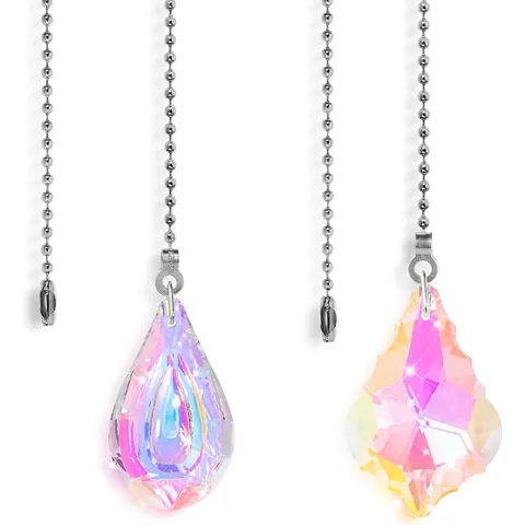 Rainbow K9 Crystal Suncatcher Hanging Pendant Maple Leaf Water Drop Glass Prism Ornament For Window Ceiling Fan Light Pull Chain Home Decor