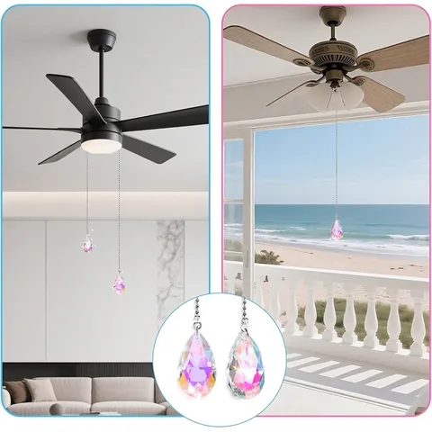 Colore AB Cristallo Artificiale Suncatcher Griglia Ciondolo a Goccia per Ventilatore da Soffitto Catena di Trazione Decorazione Finestra