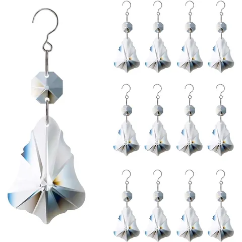 Glass Octagonal Beads Crystal Pendants Rainbow Suncatcher Home Decoration Christmas Tree Hanging Drop Pendants For Window Curtain Lighting Decor