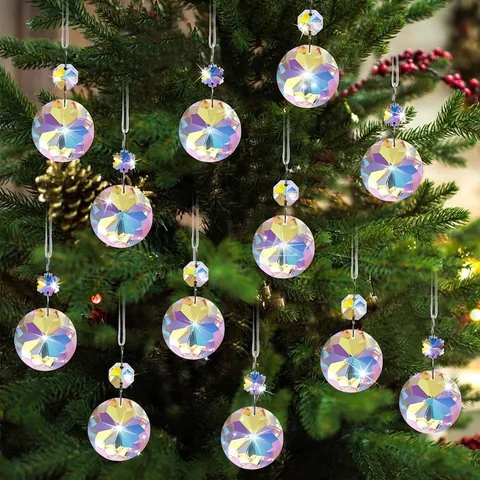 Pendente in Vetro Iridescente a Forma di Fiocco di Neve Fiore di Bauhinia Rivestimento AB Prisma Suncatcher Decorazioni Natalizie Matrimonio Festa