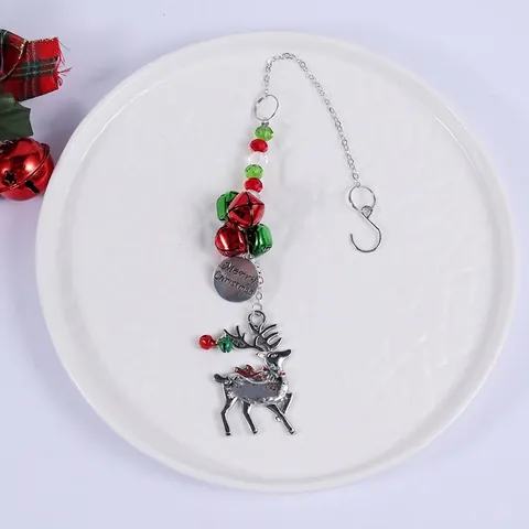 Merry Christmas Alloy Bell Pendant Elk Snowman Snowflake Tree Holiday Party Home Hanging Ornament Christmas Decoration