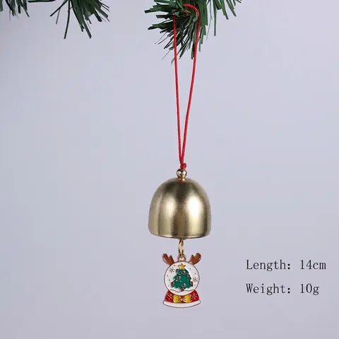 Christmas Metal Bell Hanging Ornaments Alloy Enamel Santa Claus Snowman Xmas Tree Wind Chime For Holiday Party Home Decor