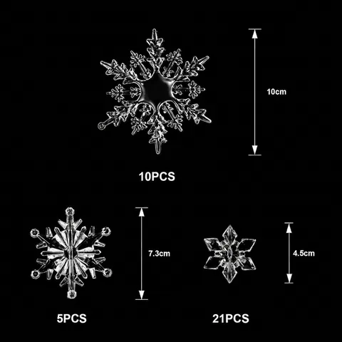Clear Acrylic Christmas Snowflake Hanging Ornaments DIY Xmas Tree Decorations Crystal Effect Winter Holiday Party Props