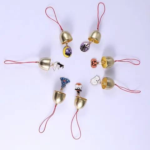 Carillon à Vent en Métal Halloween Citrouille Fantôme Chat Pendentif Décoration de Maison Émail Cloche Cadeau de Fête
