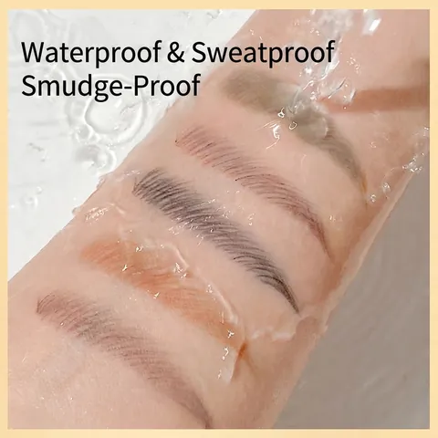 Waterproof Sweatproof Double Ended Slim Eyebrow Pencil With Rotating Tip And Brush Golden Bar Design Natural Makeup Definer