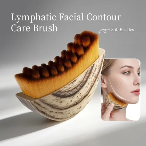 Facial Lymphatic Drainage Massage Brush Ergonomic Curved V-Face Lifting Firming Tool Soft Bristles Eye Neck Care Beauty Brush