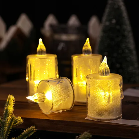 Halloween Simulation Crystal LED Candle Light Flameless Flickering Electronic Candle Lamp For Party Home Decoration Atmosphere Ornament