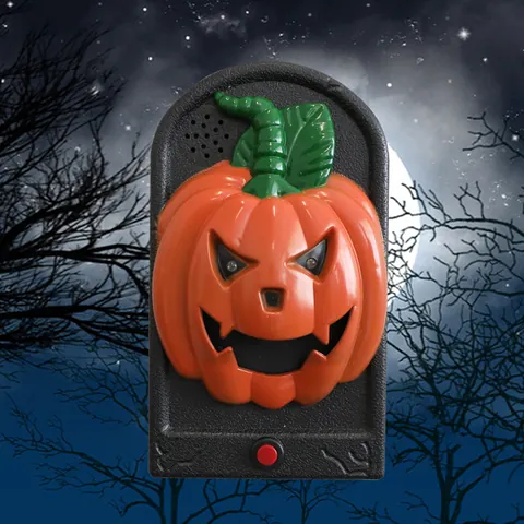 Halloween Animated Doorbell Prop With Scary Sound And Red Led Light Up Eyes Haunted House Party Decor Pumpkin Skull Witch