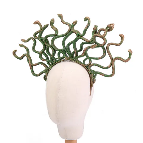 Medusa Snake Headband Halloween Costume Accessories Plastic Resin Gold Green Snake Headpiece For Masquerade Cosplay Party Unisex