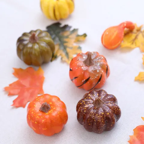 Halloween Decoration Set Artificial Pumpkins Maple Leaves Acorns For Autumn Harvest Party Home Mall Window Display Decor