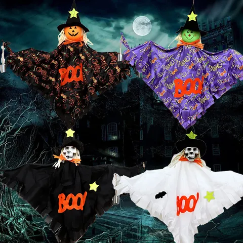 Halloween Hanging Ghost Scarecrow Wind Chime Witch Pumpkin Skull Decor For Party Bar KTV Home Indoor Outdoor Ornament