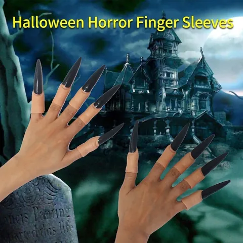 Halloween Grusel Lange Fingernägel Krallen Kostüm Requisiten Hexe Dämon Fingerabdeckungen Maskenball Party Deko Zubehör Für Erwachsene
