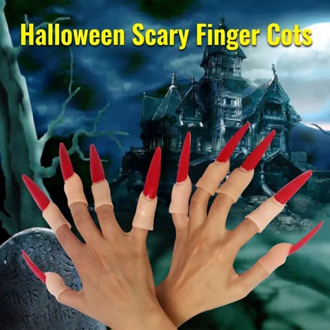Halloween Grusel Lange Fingernägel Krallen Kostüm Requisiten Hexe Dämon Fingerabdeckungen Maskenball Party Deko Zubehör Für Erwachsene