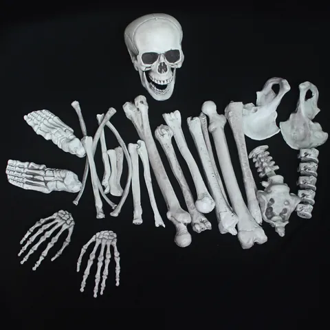 Halloween Haunted House Scary Human Skeleton Bones Simulated Skull Body Bone Bag For Bar Secret Room Party Escape Decor
