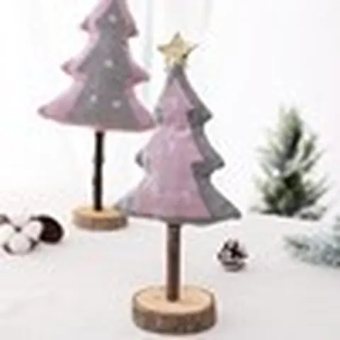 Europäisches INS-Stil Stoff Weihnachtsbaum Schreibtisch Ornament Mit Holzbasis Paillettenstern Bestickt Kleine Weihnachtsdeko