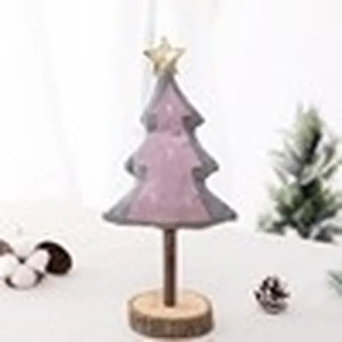Europäisches INS-Stil Stoff Weihnachtsbaum Schreibtisch Ornament Mit Holzbasis Paillettenstern Bestickt Kleine Weihnachtsdeko