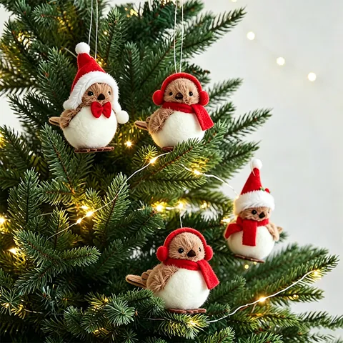 Christmas Simulation Plush Bird Pendant Hanging Ornament Festive Foam Cloth Bird Doll For Tree Home Party Decoration