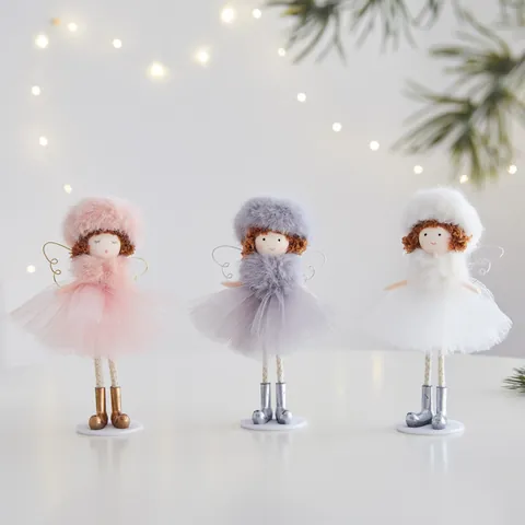 Christmas Angel Girl Pendant Cute Plush Tulle Skirt Doll Hanging Ornament For Christmas Tree Home Party Decoration Festive Gift