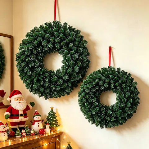 Guirnalda de Navidad Verde Artificial Agujas de Pino de Simulación para Decoración de Ventanas de Hogar y Centro Comercial Adorno Festivo